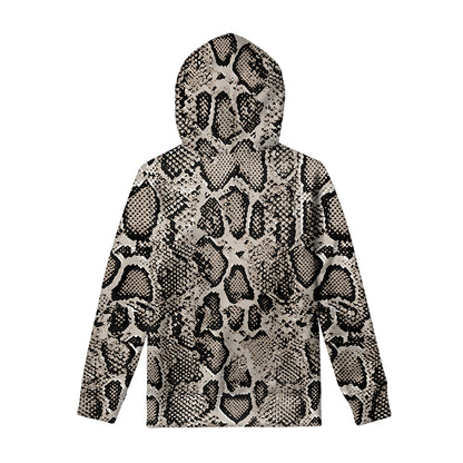 Tan And Black Snakeskin Printt Pullover Hoodie