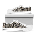 Tan And Black Snakeskin Print White Low Top Sneakers