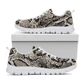Tan And Black Snakeskin Print White Running Shoes