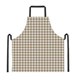 Tan And White Gingham Pattern Print Apron