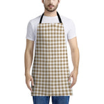 Tan And White Gingham Pattern Print Apron