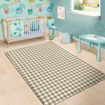 Tan And White Gingham Pattern Print Area Rug
