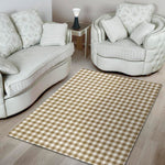 Tan And White Gingham Pattern Print Area Rug