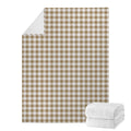 Tan And White Gingham Pattern Print Blanket