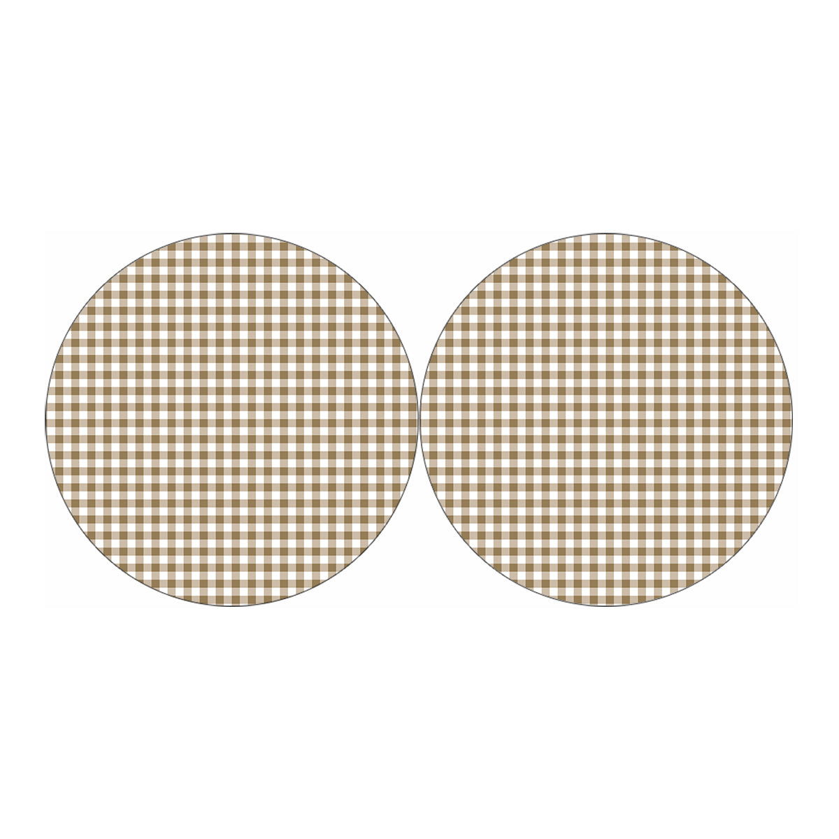 Tan And White Gingham Pattern Print Car Coasters