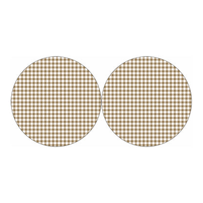 Tan And White Gingham Pattern Print Car Coasters
