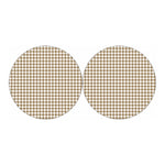 Tan And White Gingham Pattern Print Car Coasters