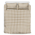 Tan And White Gingham Pattern Print Duvet Cover Bedding Set