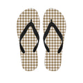 Tan And White Gingham Pattern Print Flip Flops