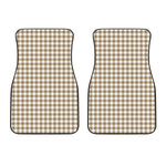 Tan And White Gingham Pattern Print Front Car Floor Mats