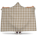 Tan And White Gingham Pattern Print Hooded Blanket