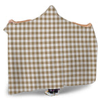 Tan And White Gingham Pattern Print Hooded Blanket