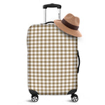 Tan And White Gingham Pattern Print Luggage Cover