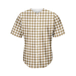Tan And White Gingham Pattern Print Men's Baseball Jersey