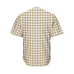Tan And White Gingham Pattern Print Men's Baseball Jersey