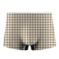 Tan And White Gingham Pattern Print Men's Boxer Briefs