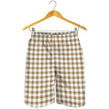 Tan And White Gingham Pattern Print Men's Shorts