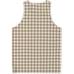 Tan And White Gingham Pattern Print Men's Tank Top