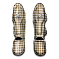 Tan And White Gingham Pattern Print Muay Thai Shin Guards