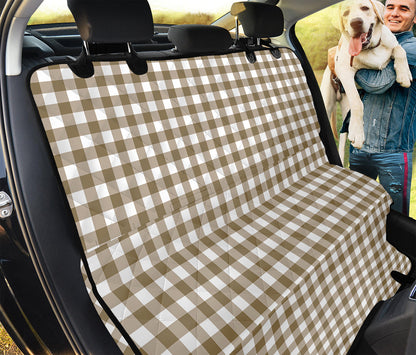 Tan And White Gingham Pattern Print Pet Car Back Seat Cover