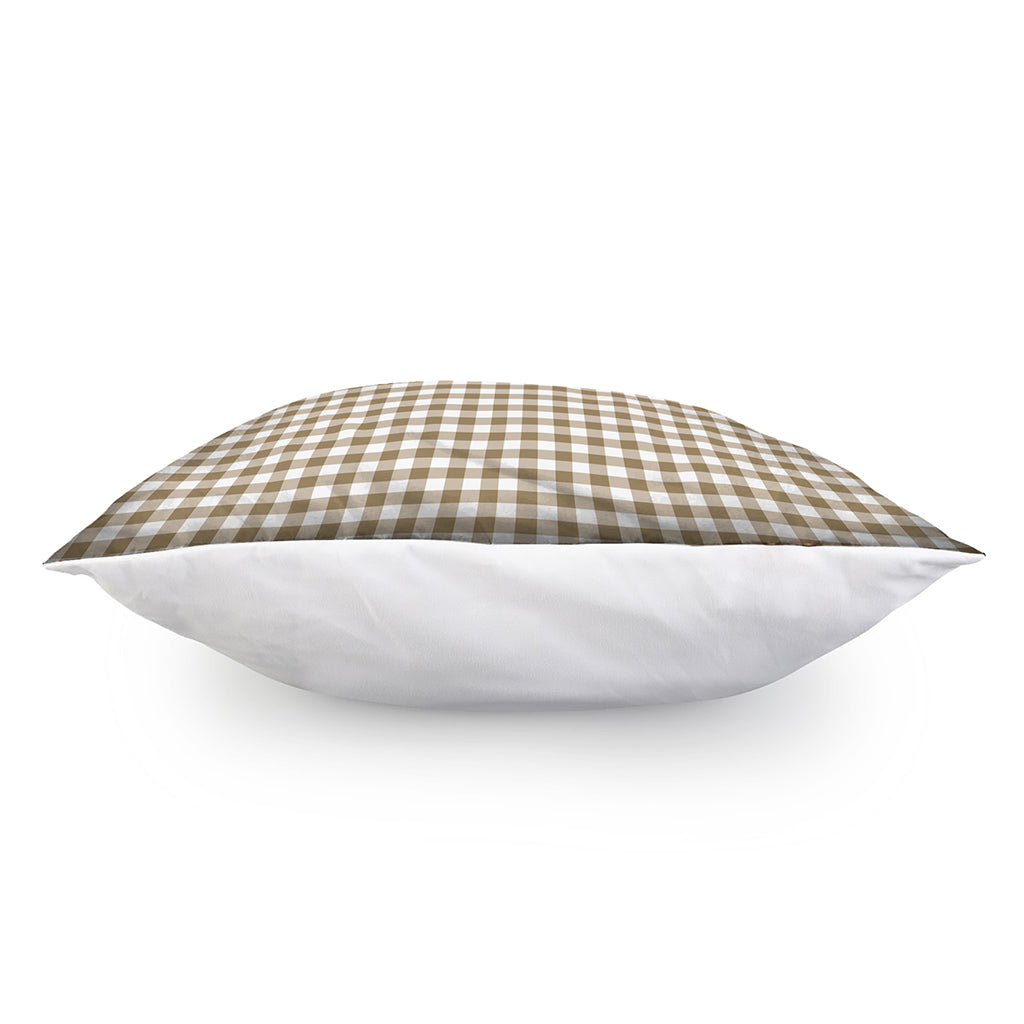 Tan And White Gingham Pattern Print Pillow Cover