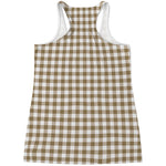 Tan And White Gingham Pattern Print Women's Racerback Tank Top
