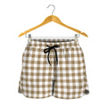 Tan And White Gingham Pattern Print Women's Shorts