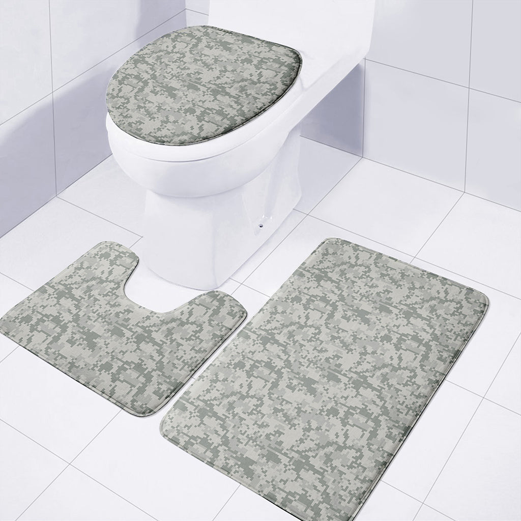 Tan Digital Camo Pattern Print 3 Piece Bath Mat Set