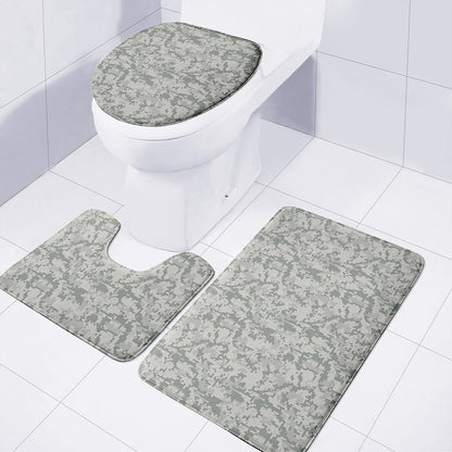 Tan Digital Camo Pattern Print 3 Piece Bath Mat Set