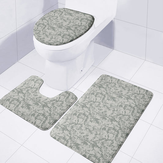 Tan Digital Camo Pattern Print 3 Piece Bath Mat Set