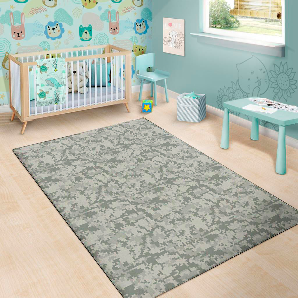 Tan Digital Camo Pattern Print Area Rug