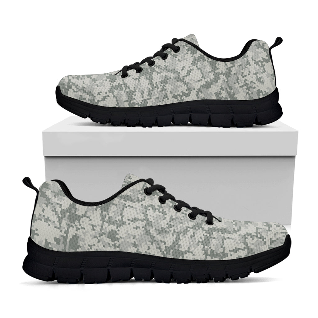 Tan Digital Camo Pattern Print Black Sneakers