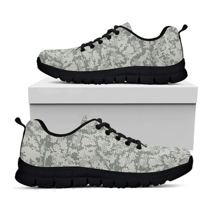 Tan Digital Camo Pattern Print Black Sneakers