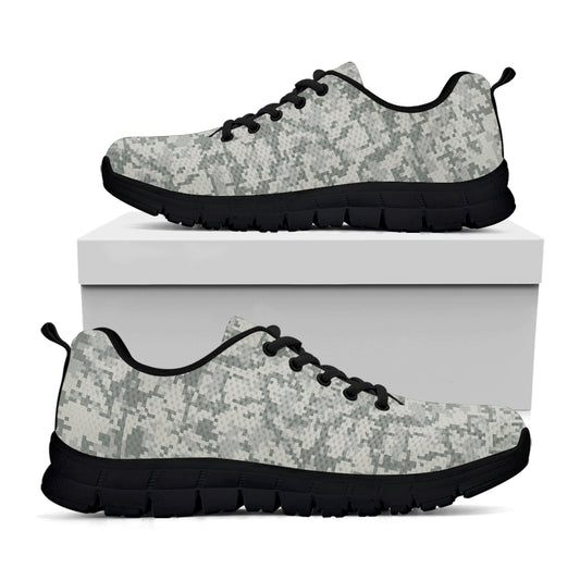 Tan Digital Camo Pattern Print Black Sneakers