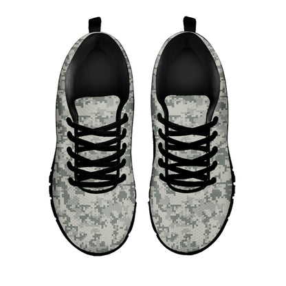 Tan Digital Camo Pattern Print Black Sneakers