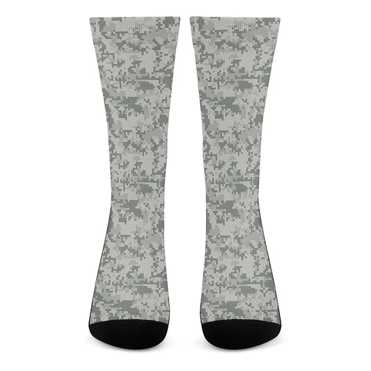 Tan Digital Camo Pattern Print Crew Socks