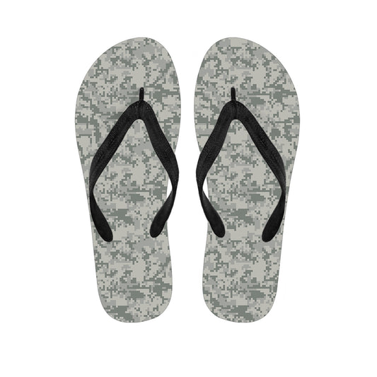 Tan Digital Camo Pattern Print Flip Flops