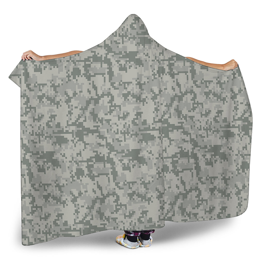 Tan Digital Camo Pattern Print Hooded Blanket