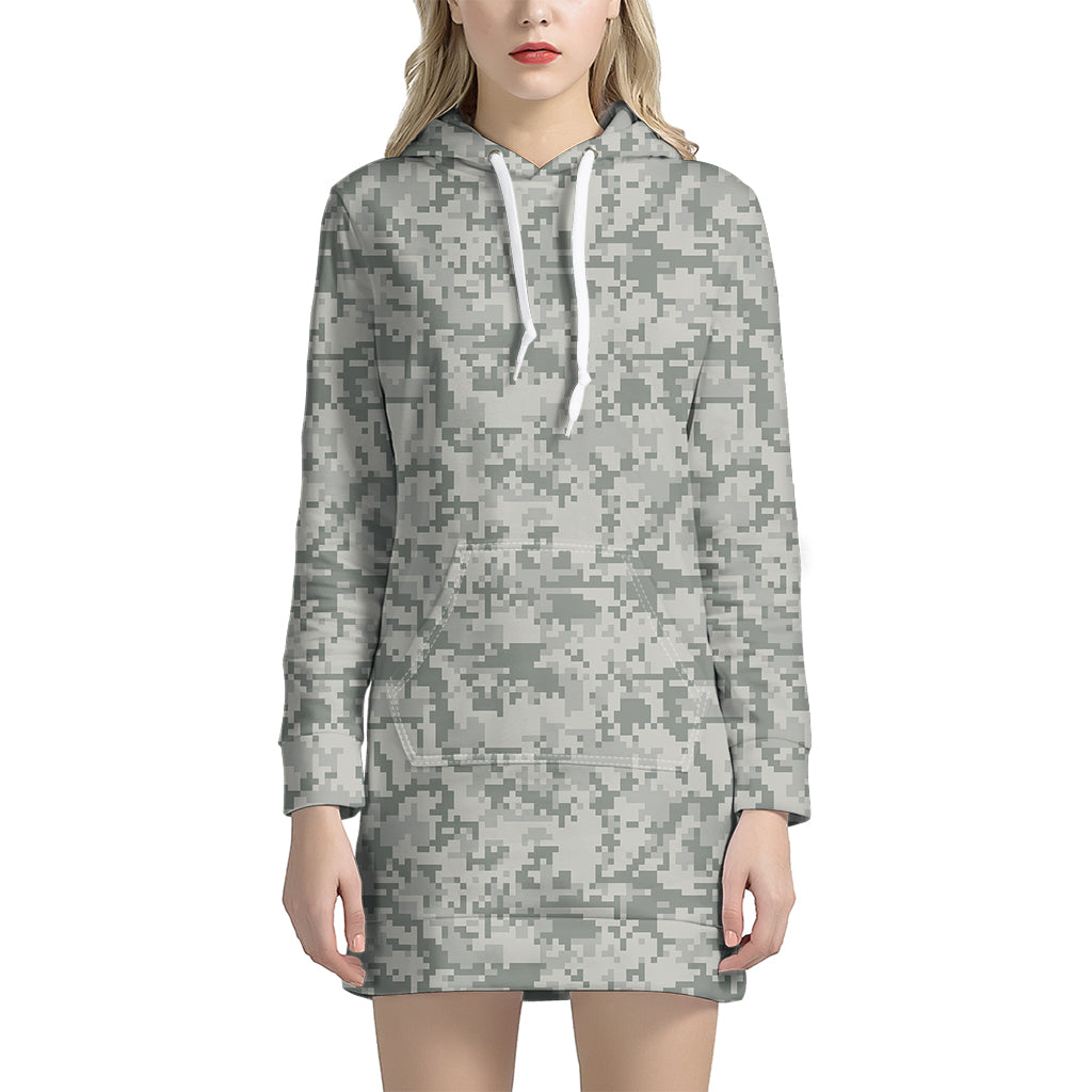 Tan Digital Camo Pattern Print Hoodie Dress