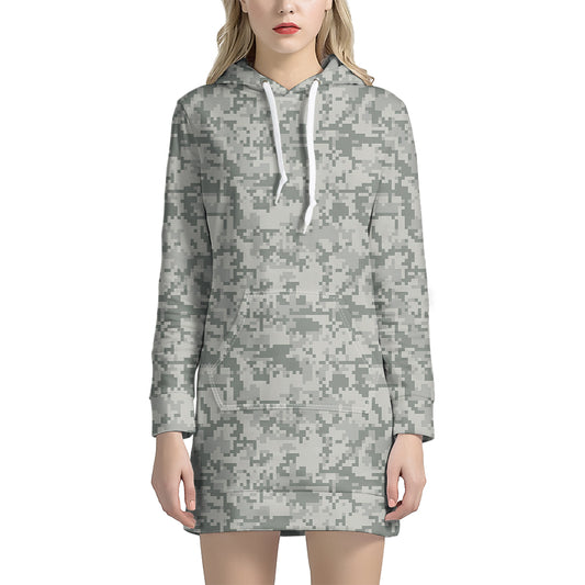Tan Digital Camo Pattern Print Hoodie Dress