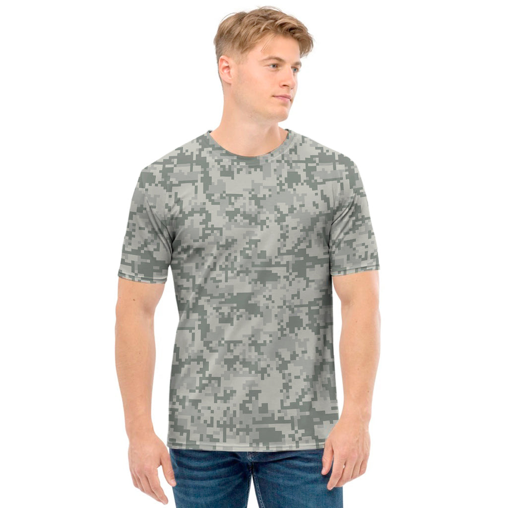 Tan Digital Camo Pattern Print Men's T-Shirt