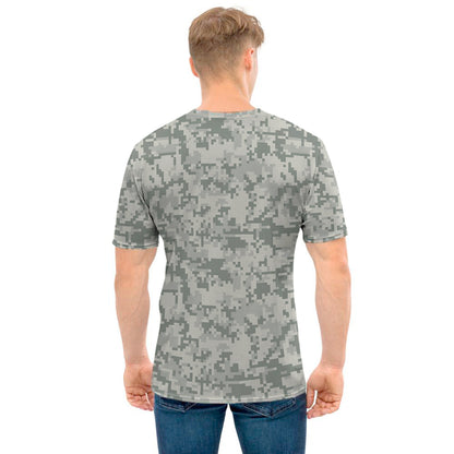 Tan Digital Camo Pattern Print Men's T-Shirt