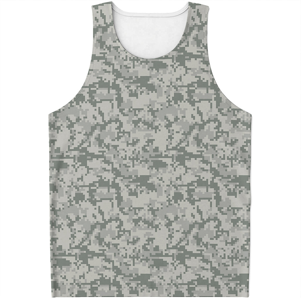 Tan Digital Camo Pattern Print Men's Tank Top
