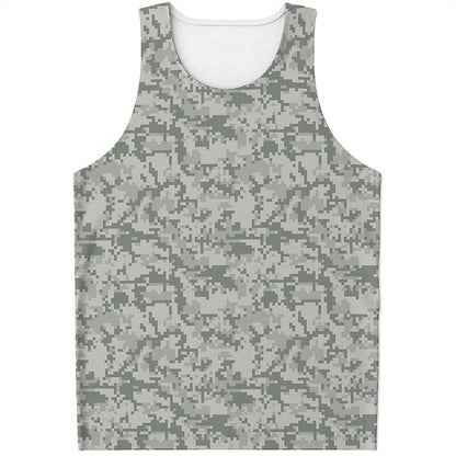 Tan Digital Camo Pattern Print Men's Tank Top