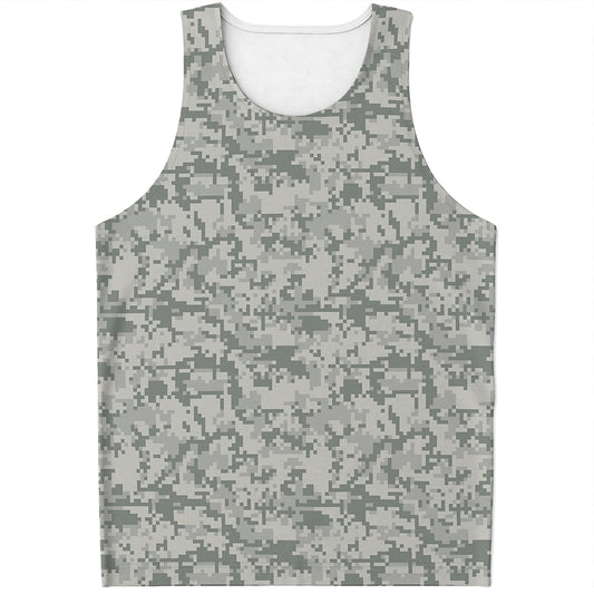 Tan Digital Camo Pattern Print Men's Tank Top