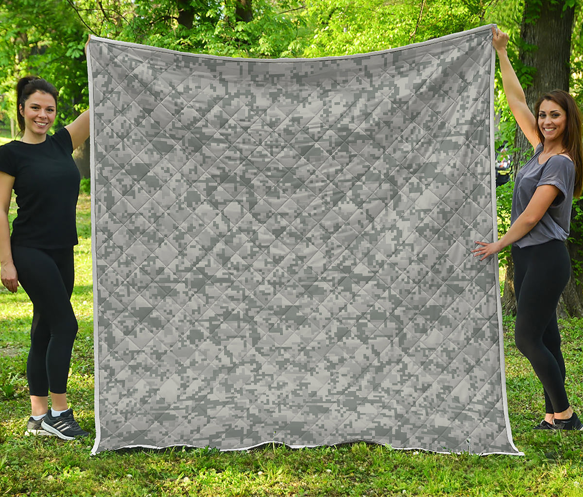 Tan Digital Camo Pattern Print Quilt