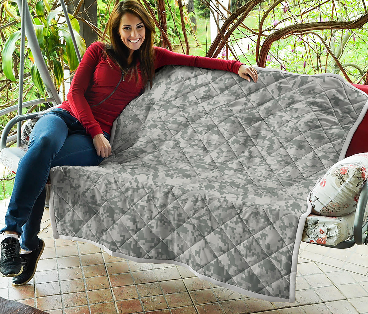 Tan Digital Camo Pattern Print Quilt