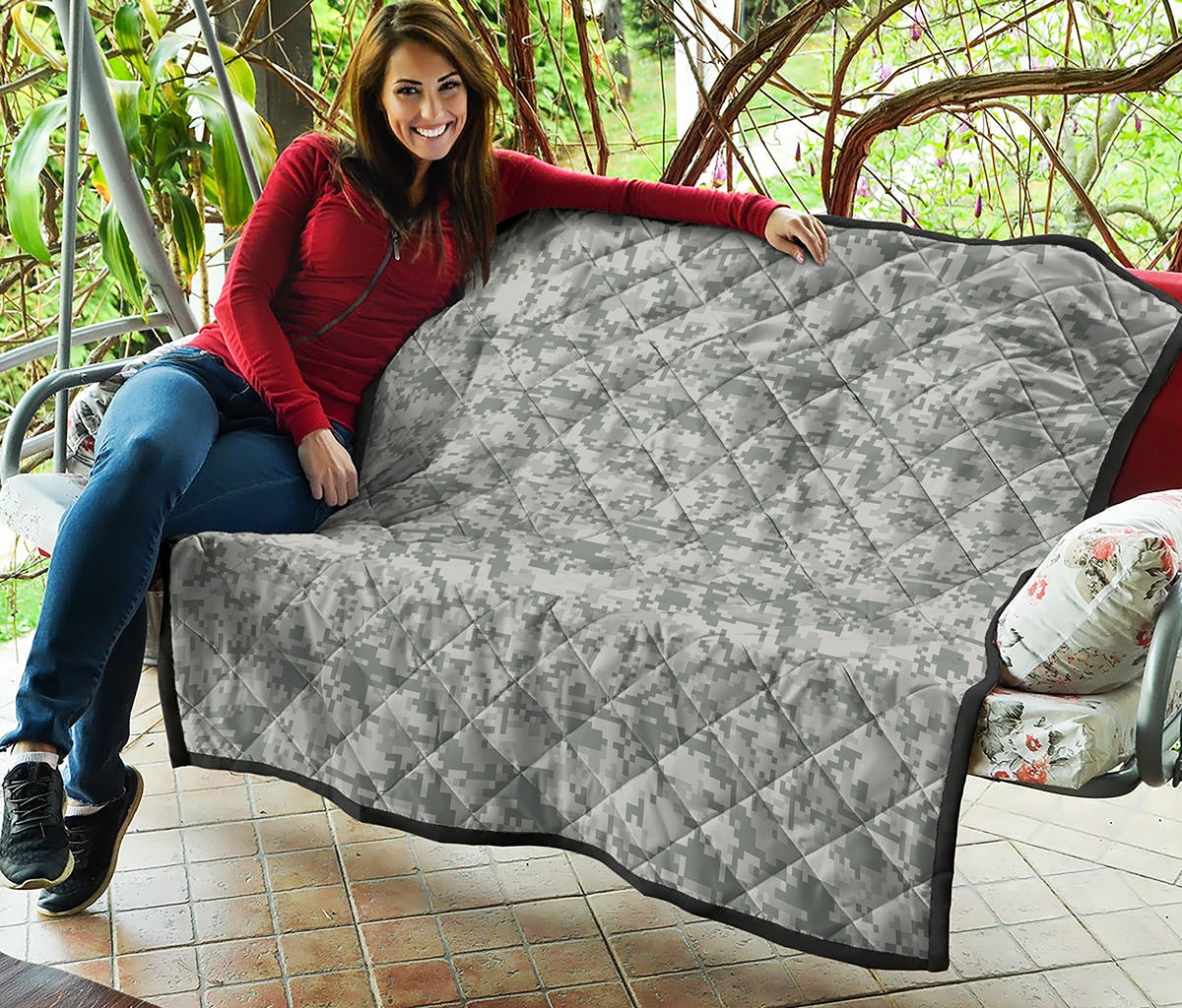 Tan Digital Camo Pattern Print Quilt