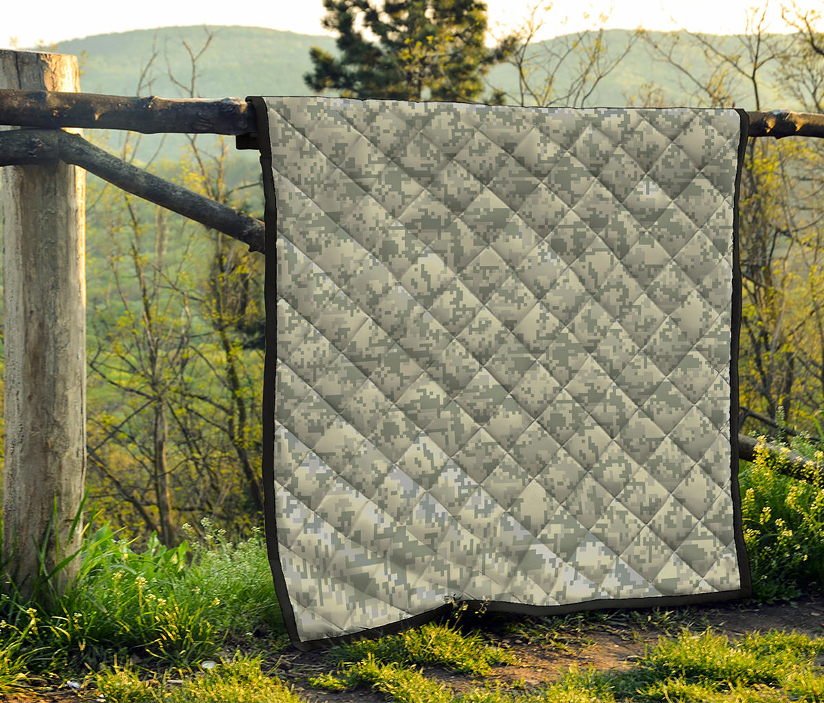Tan Digital Camo Pattern Print Quilt