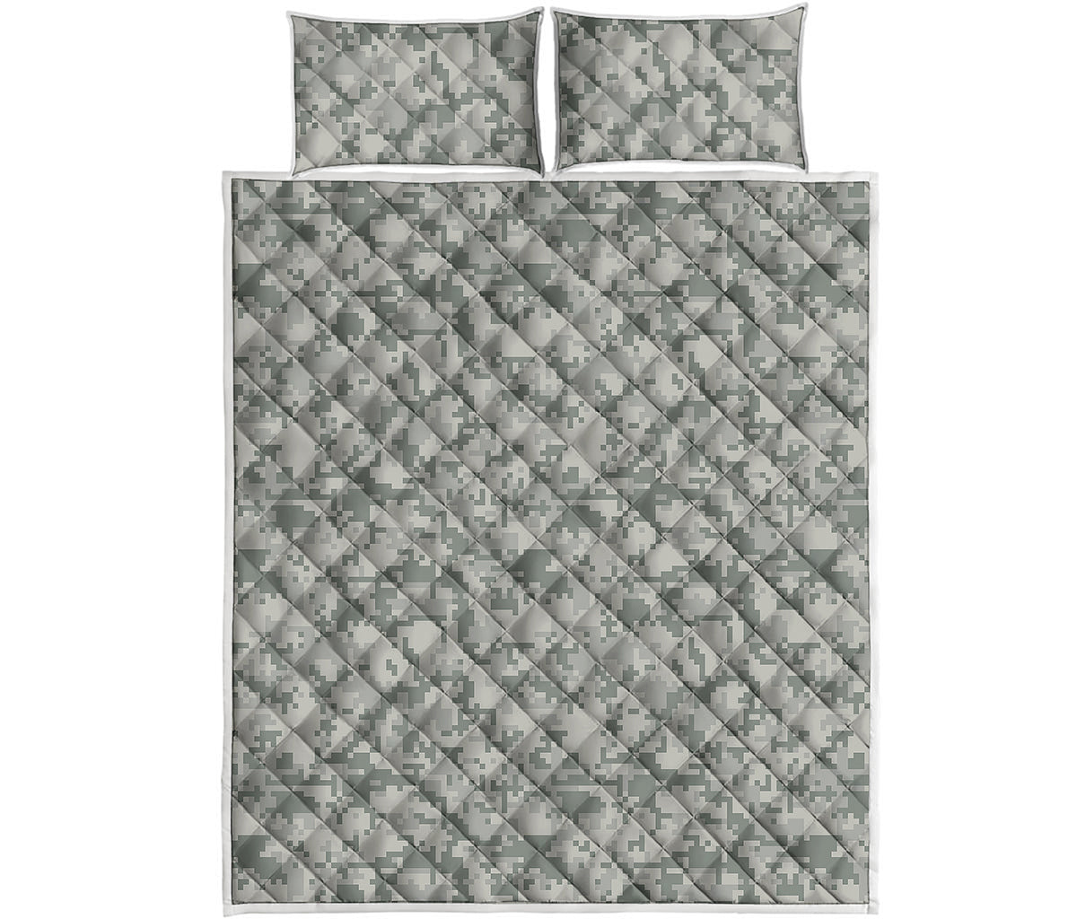 Tan Digital Camo Pattern Print Quilt Bed Set